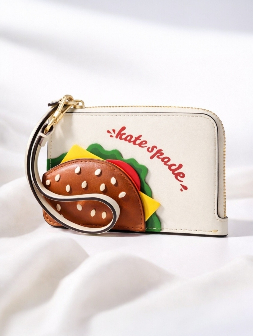 Kate Spade Burger Wristlet Wallet NWT Rare Novelty Snack Bar Bag